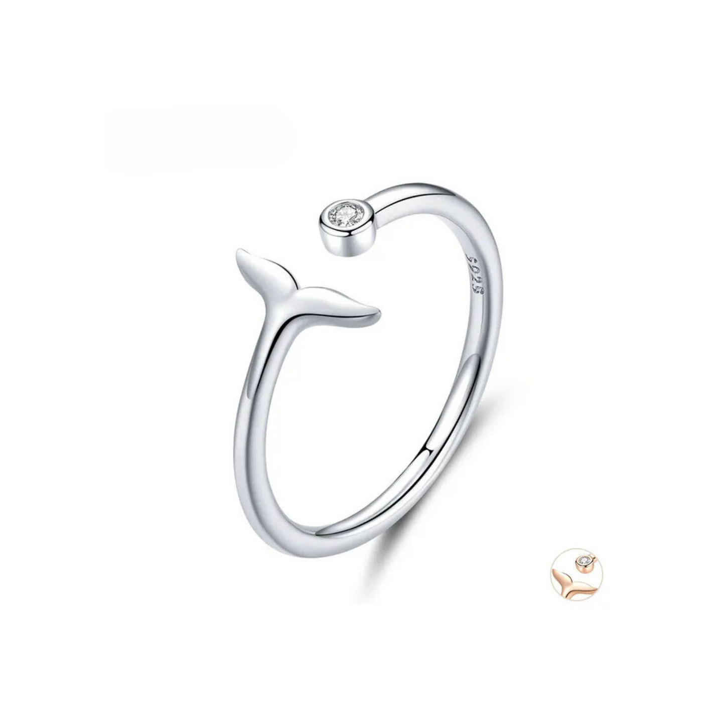 Adjustable 925 Silver Fish Tail Ring