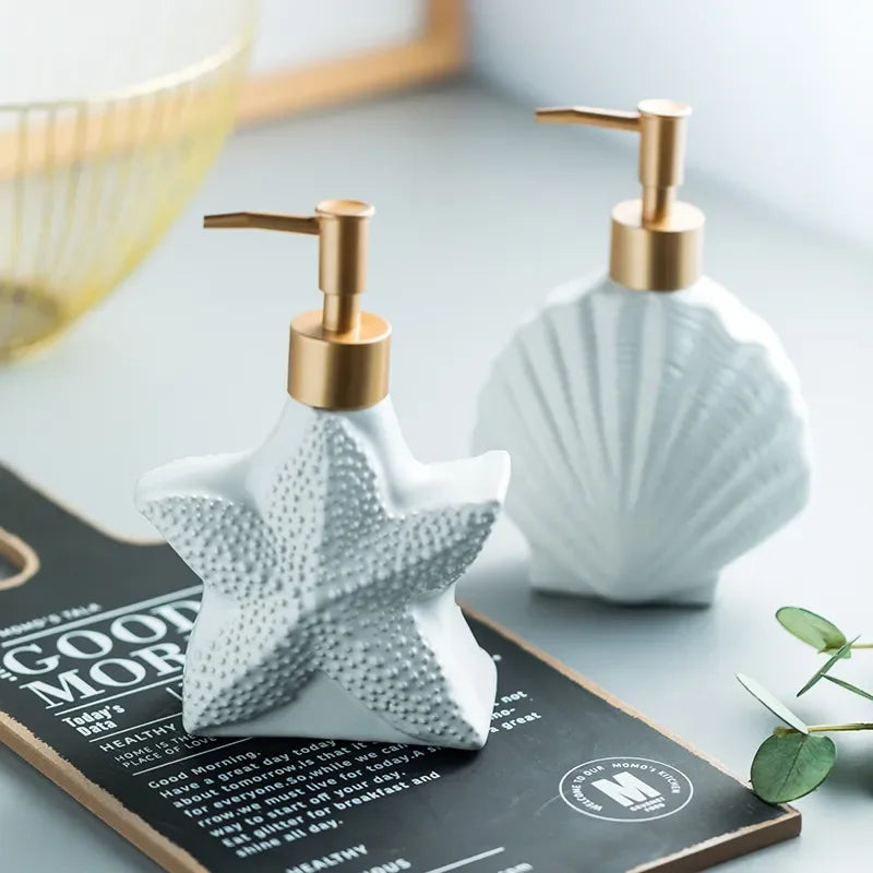 Elegant Ocean-Inspired Ceramic Soap Dispenser