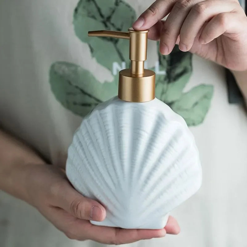 Elegant Ocean-Inspired Ceramic Soap Dispenser