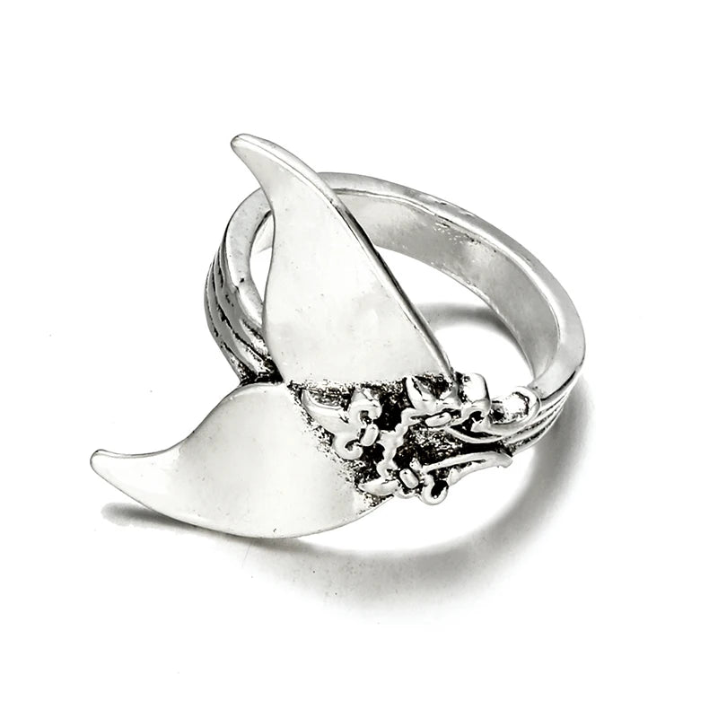 Boho Mermaid Ring for Women Vintage Silver Color Fish Whale Tail Midi Rings Beach Knuckle Ring Jewelry Anillos 3903