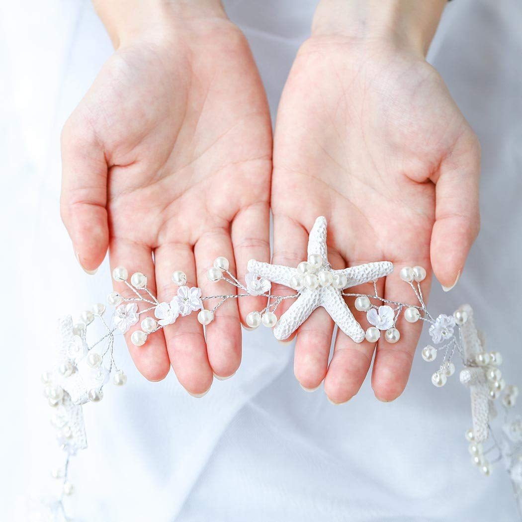 MAREA - Bridal hair vine with blue Swarovski Starfish