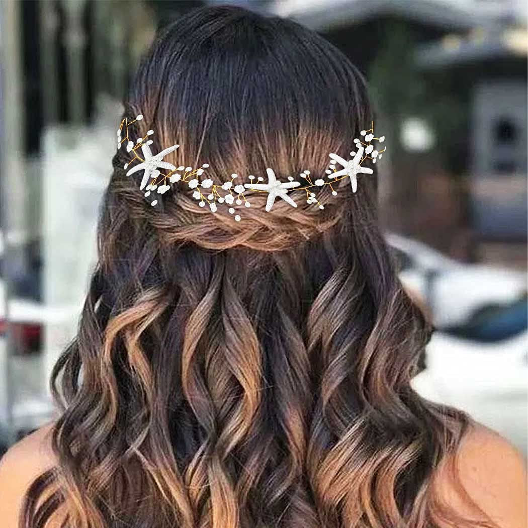 Elegant Starfish Pearl Bridal Hair Vine - Perfect for Beach Weddings –  Mermaids Vibe