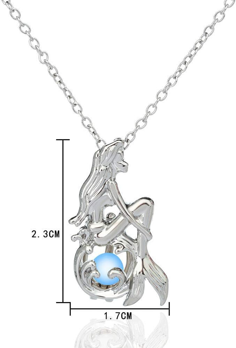 Glowing Mermaid Crystal Pendant Necklace