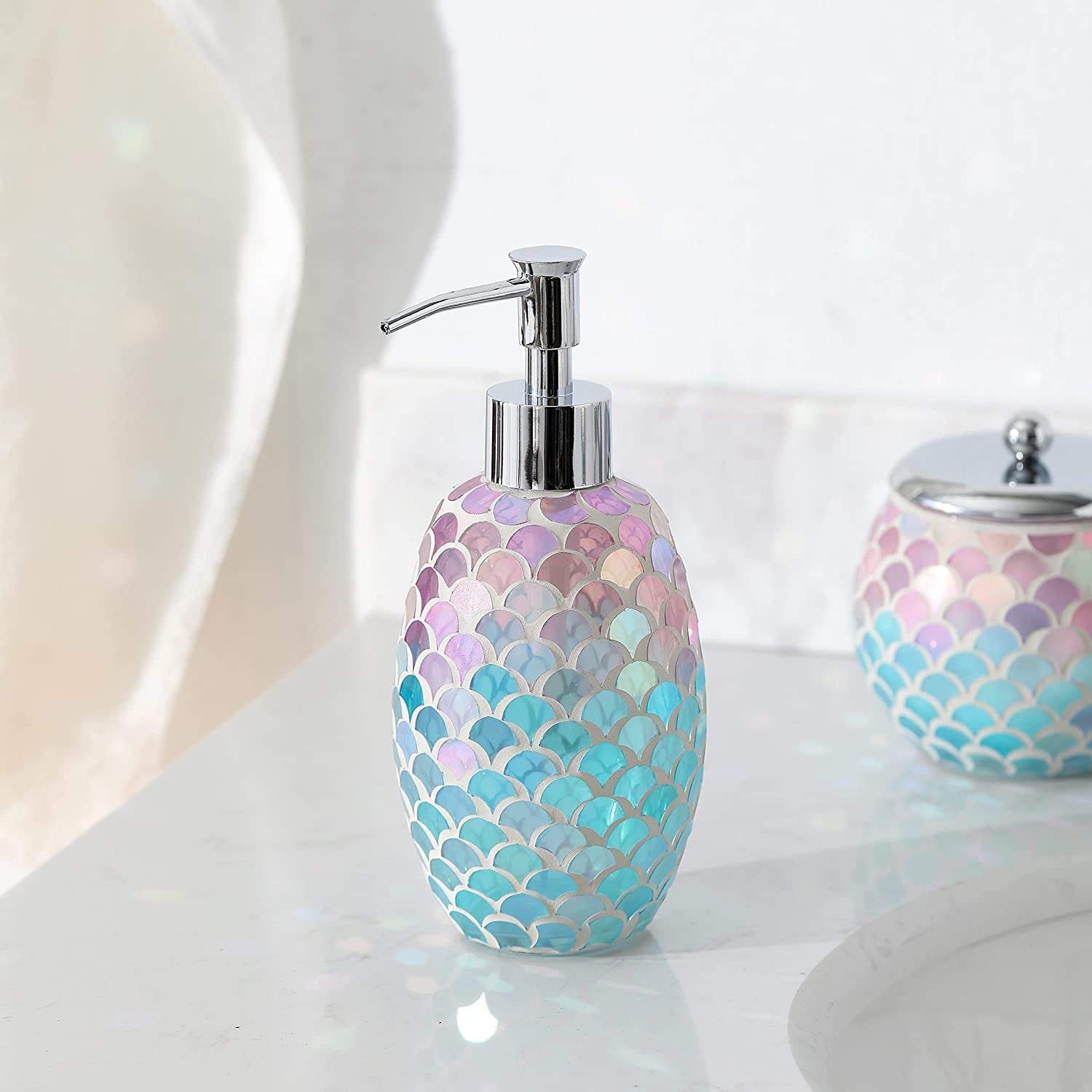 Mermaid Glass Bathroom Accessory Set