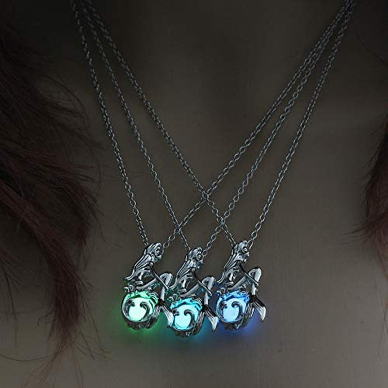 Glowing Mermaid Crystal Pendant Necklace