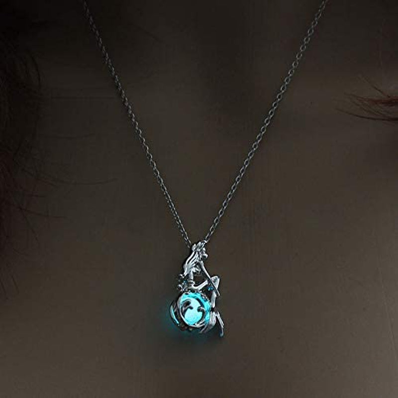 Glowing Mermaid Crystal Pendant Necklace