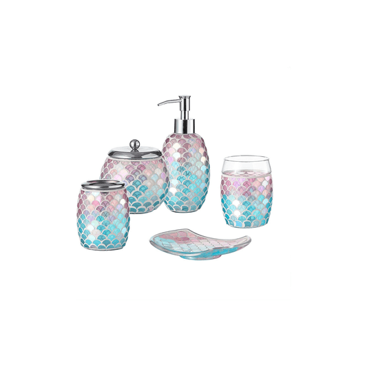 Mermaid Glass Bathroom Accessory Set