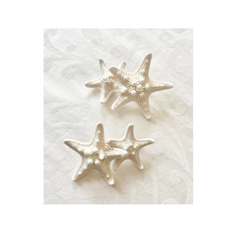 Natural Starfish & Pearl Barrettes