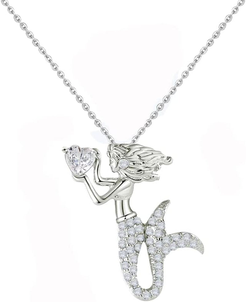 Glowing Mermaid Crystal Pendant Necklace