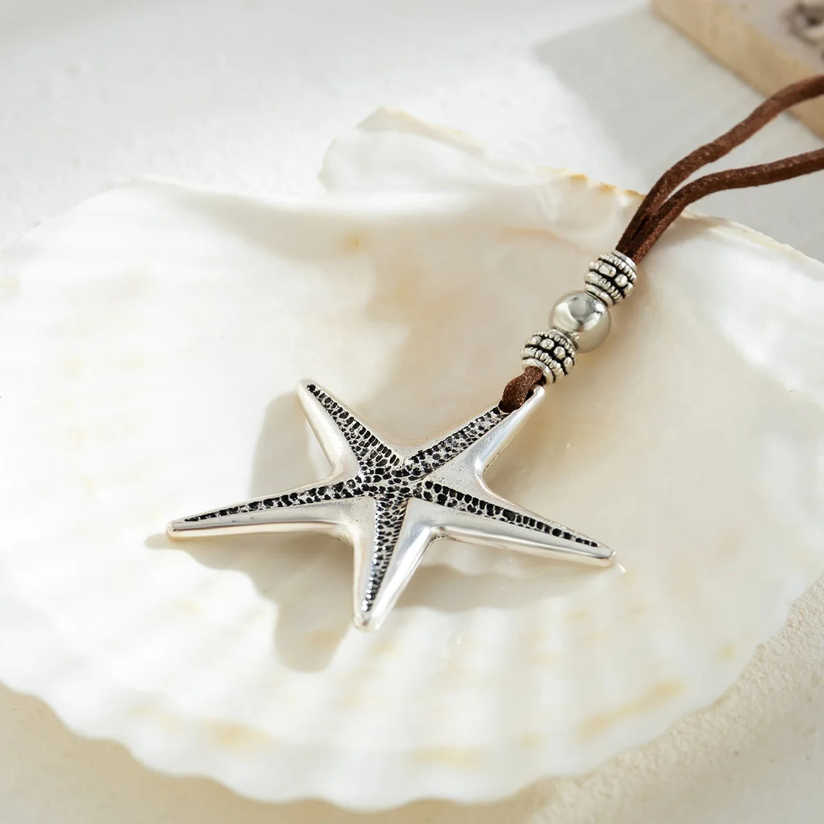 Vintage Starfish Pendant Rope Necklace