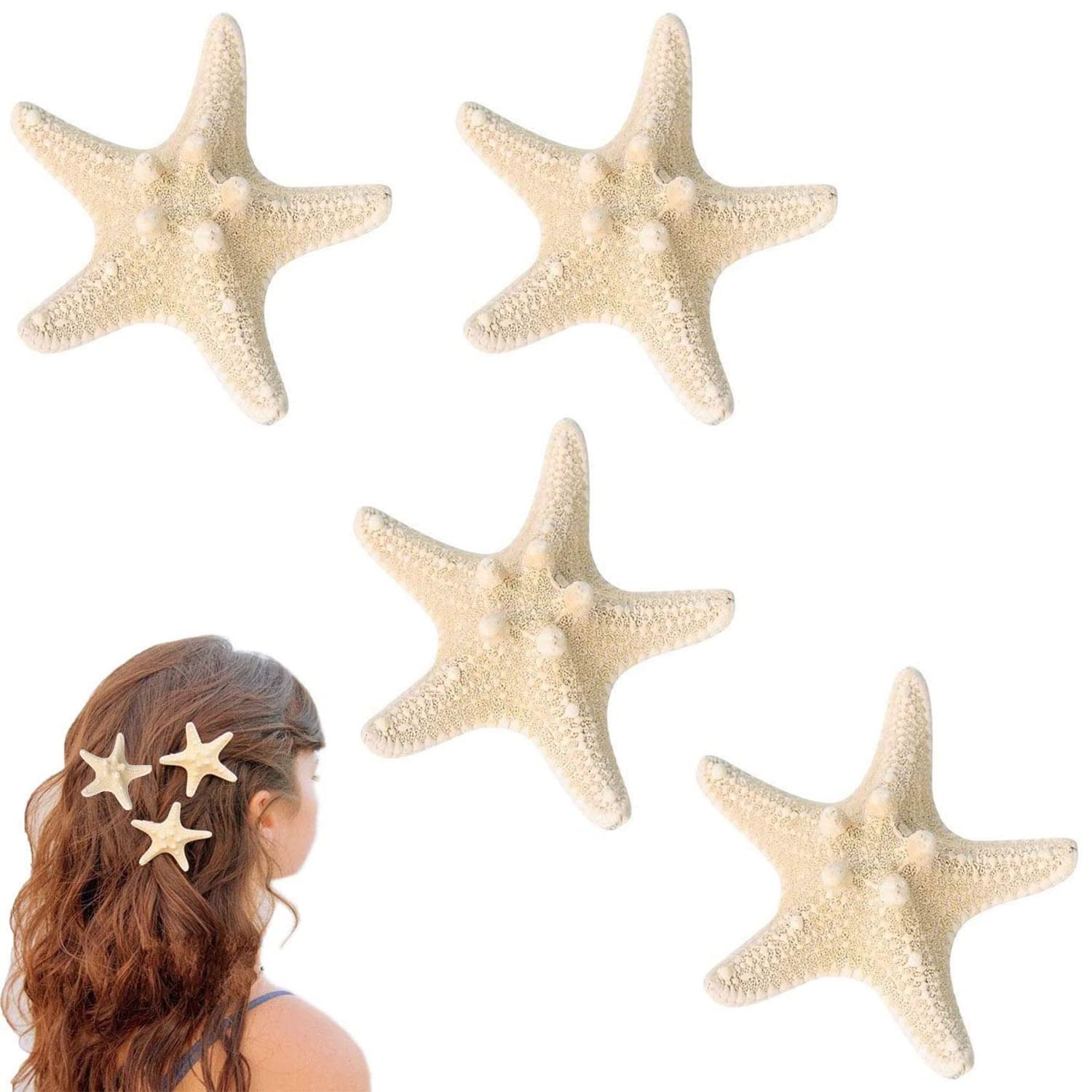 2 Pcs Starfish Hair Clip Resin Beach Sea Star Hair Pins Mermaid Hair Clips Accessories for Women and Girls