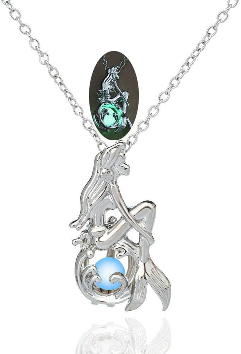 Glowing Mermaid Crystal Pendant Necklace