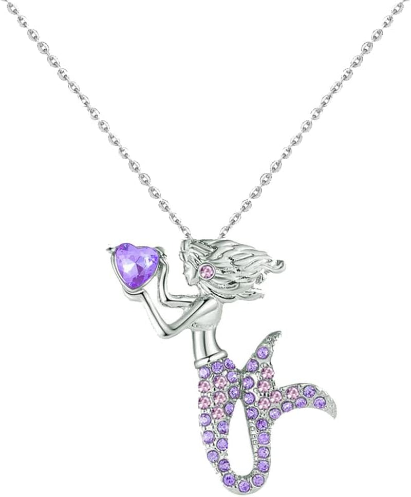 Glowing Mermaid Crystal Pendant Necklace