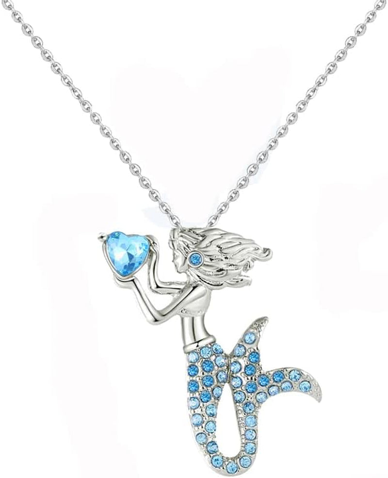 Glowing Mermaid Crystal Pendant Necklace