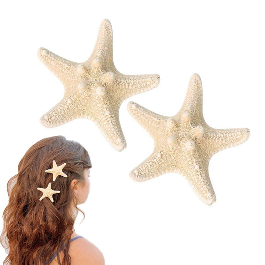 2 Pcs Starfish Hair Clip Resin Beach Sea Star Hair Pins Mermaid Hair Clips Accessories for Women and Girls