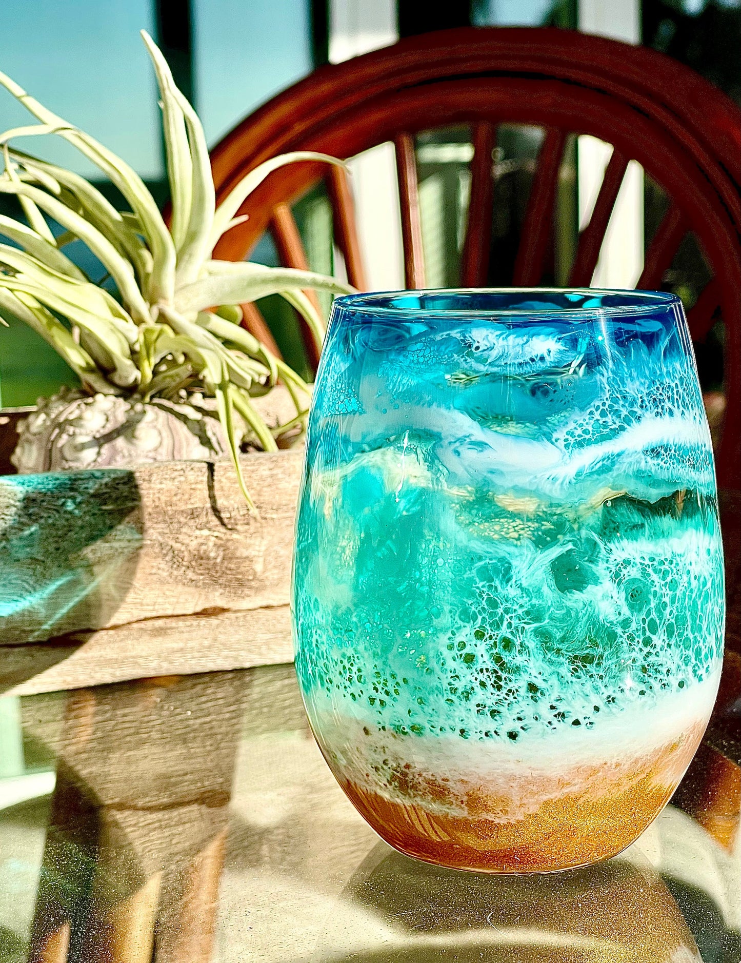 Coastal Elegance Stemless Wine Glass Set of 2