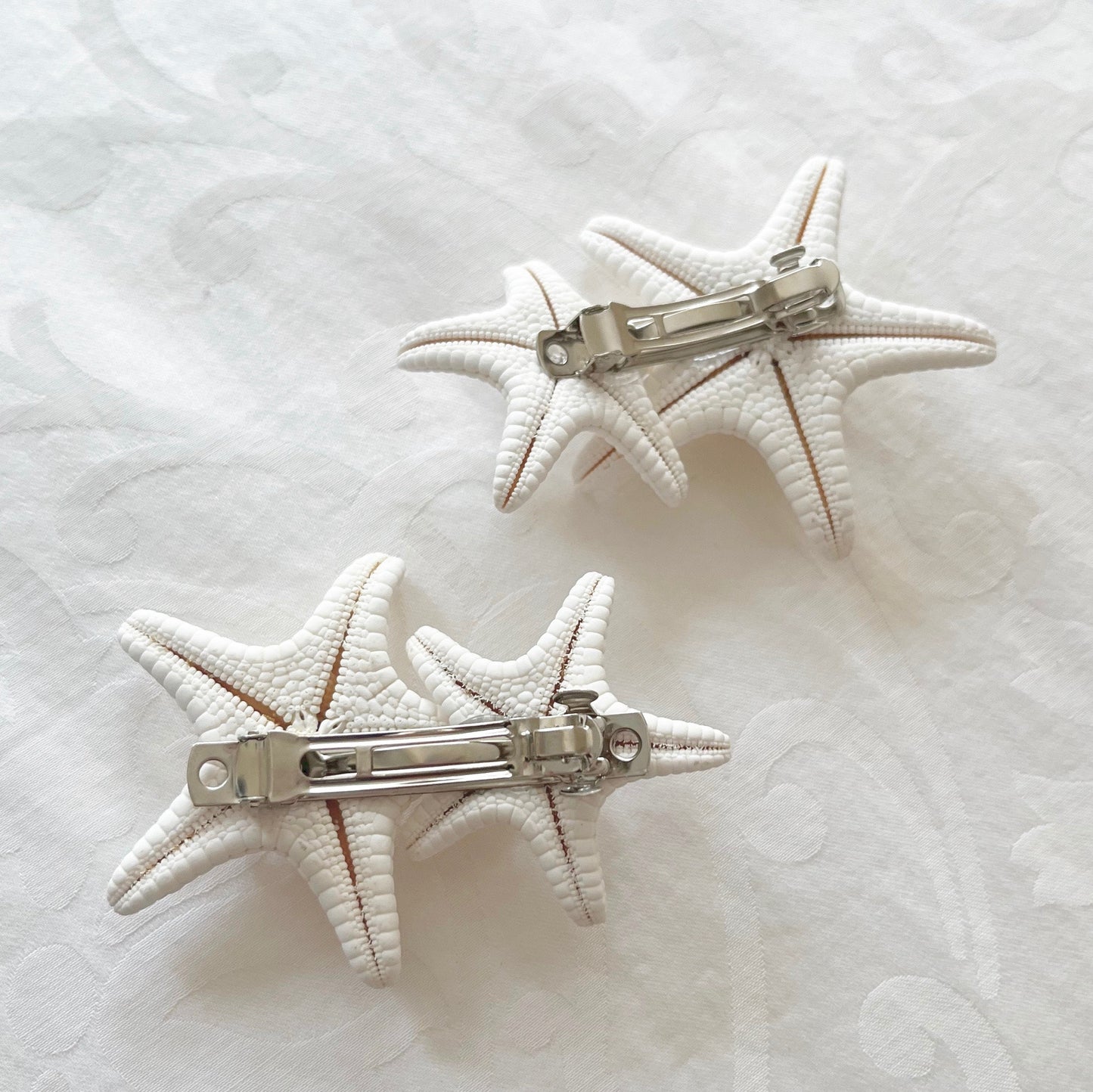 Natural Starfish & Pearl Barrettes