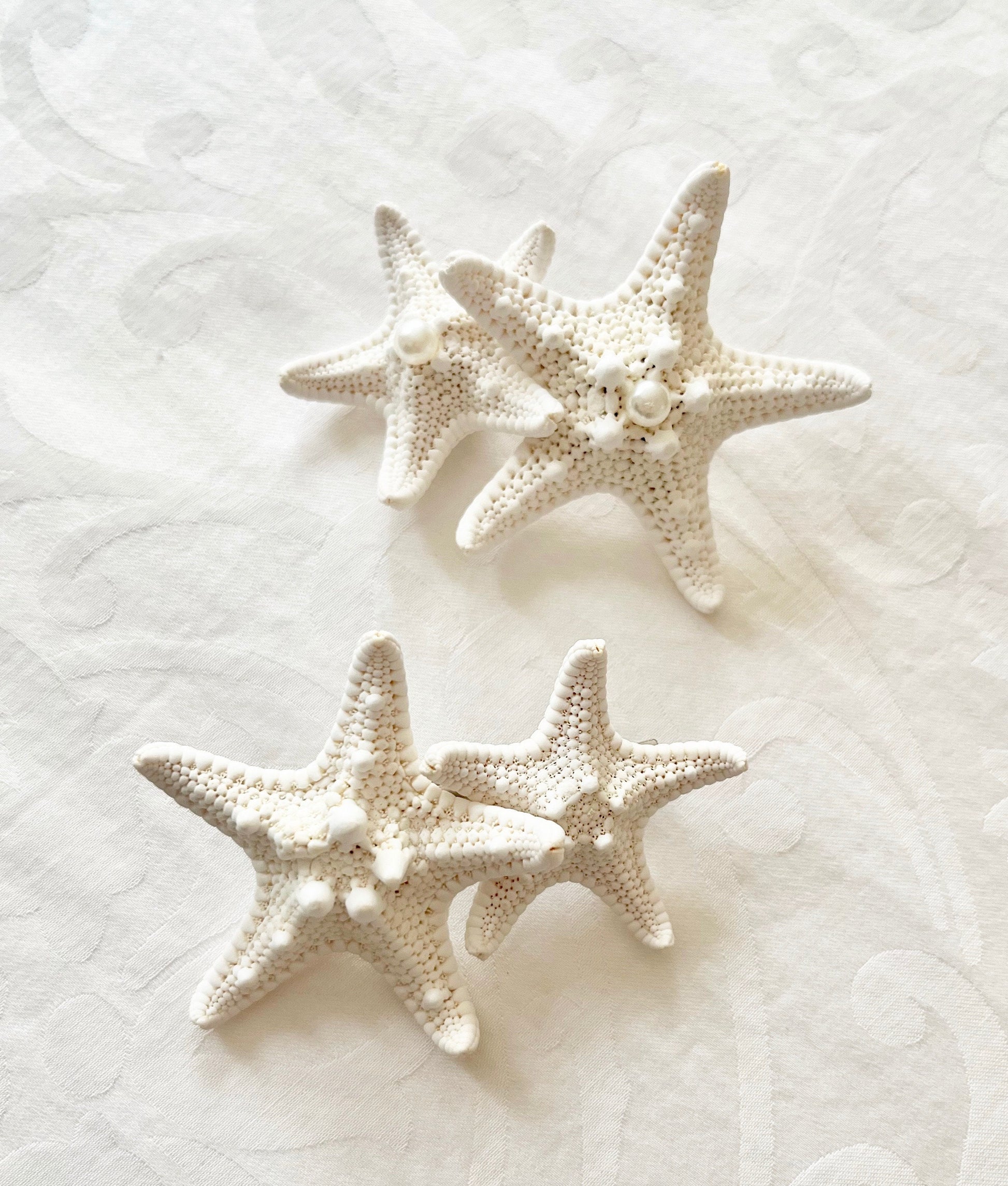 Natural Starfish & Pearl Barrettes