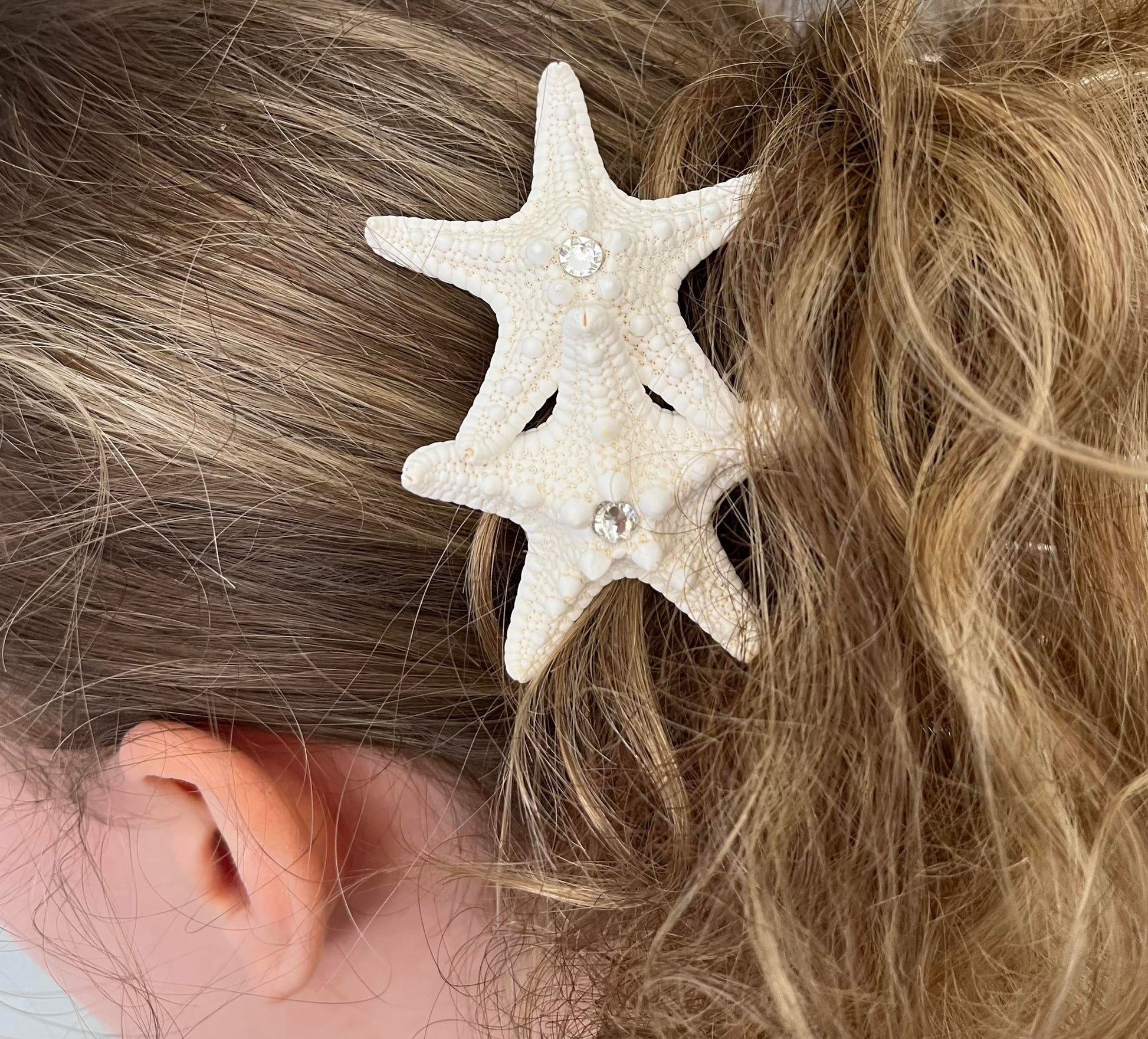 Natural Starfish & Pearl Barrettes